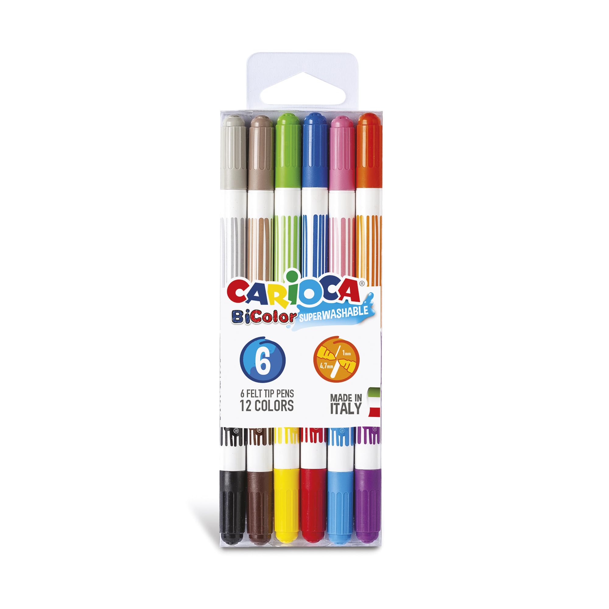 carioca-bicolor-marqueurs-2-couleurs-en-1-x-6-pi-ces-lavables-non-toxiques image 1