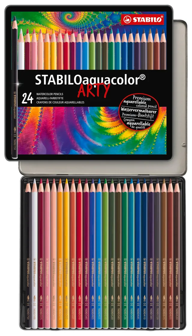 stabilo-aquacolor-arty-crayon-de-couleur-aquarellable-bo-te-m-tal-x-24 image 1