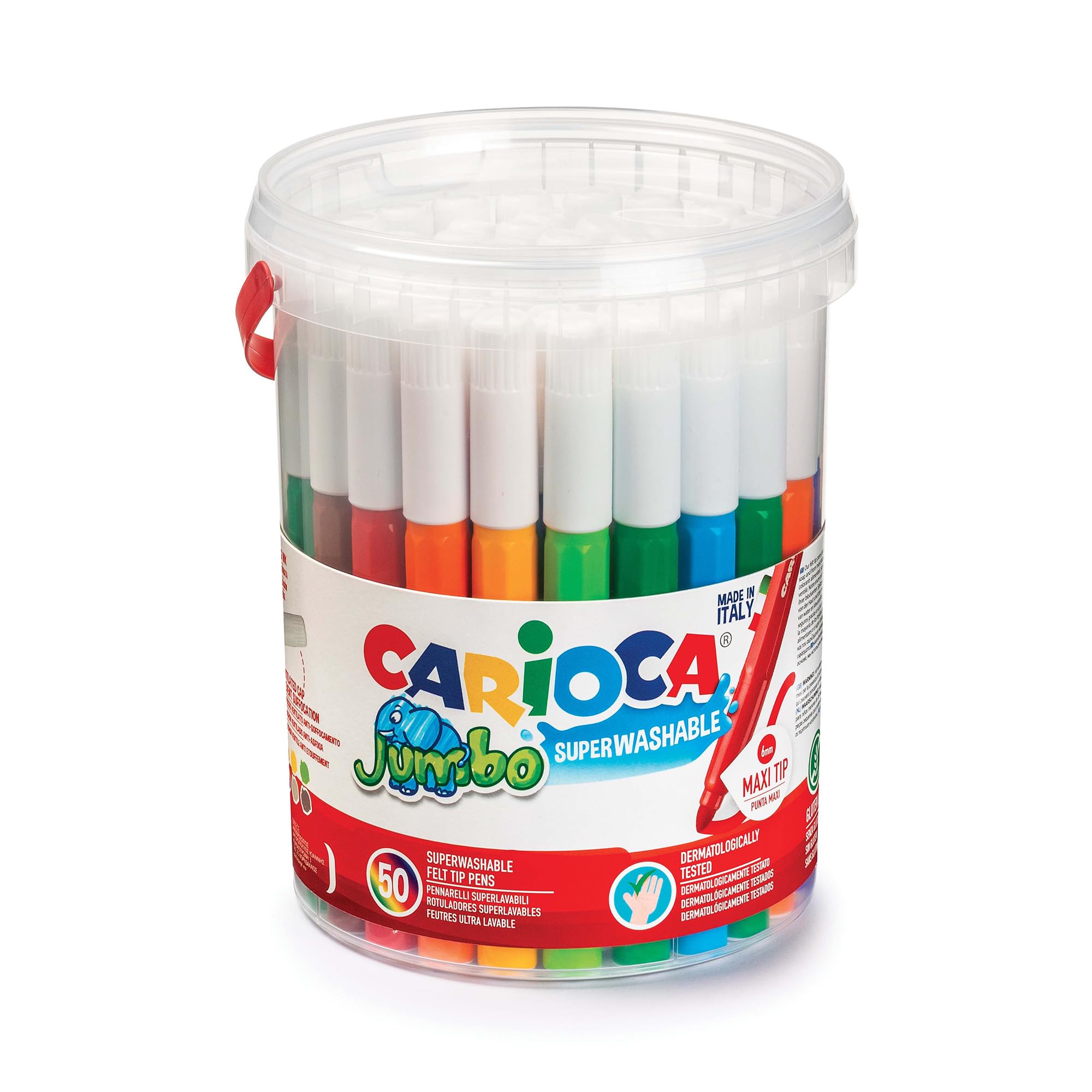 carioca-jumbo-bo-te-de-50-feutres-lavables-pointe-bloqu-e-6-mm-pour-enfants image 1