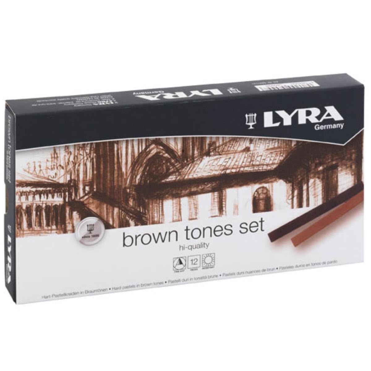 lyra-rembrandt-art-design-bo-te-12-pastels-carr-s-polycrayons-soft-tons-bruns image 1