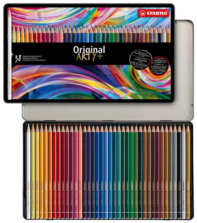 stabilo-original-arty-crayon-de-couleur-mine-fine-bo-te-m-tal-x-38 image 1