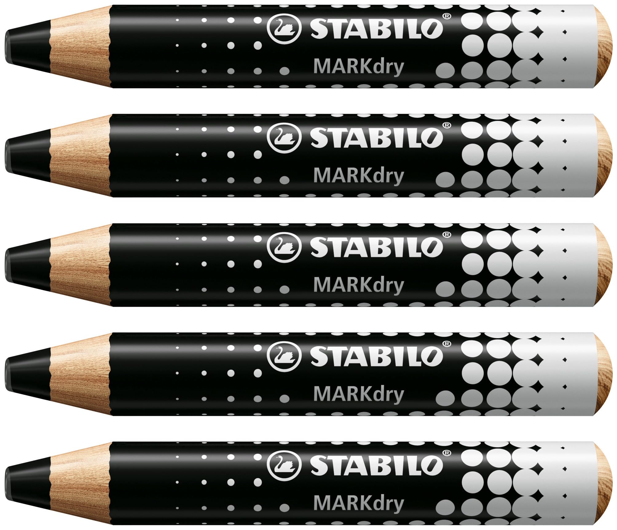 stabilo-markdry-crayon-marqueur-ardoise-et-tableau-blanc-lot-x-5-mine-xxl-noir image 1