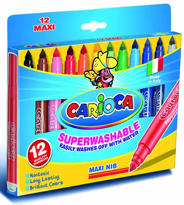 carioca-maxi-tui-12-feutres-dessin-lavables-pointe-large image 1