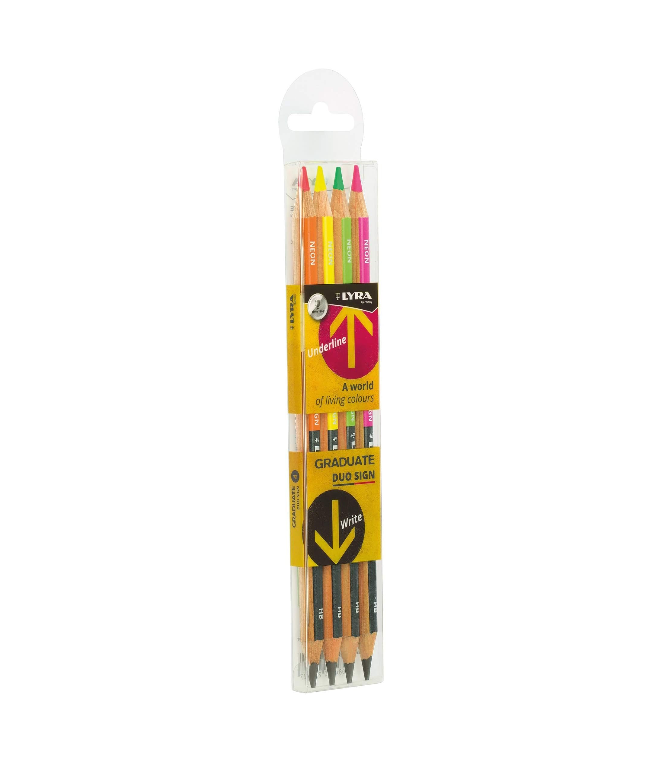 lyra-graduate-duo-sign-tui-4-crayons-double-pointe-fluo-et-graphite-hb image 2