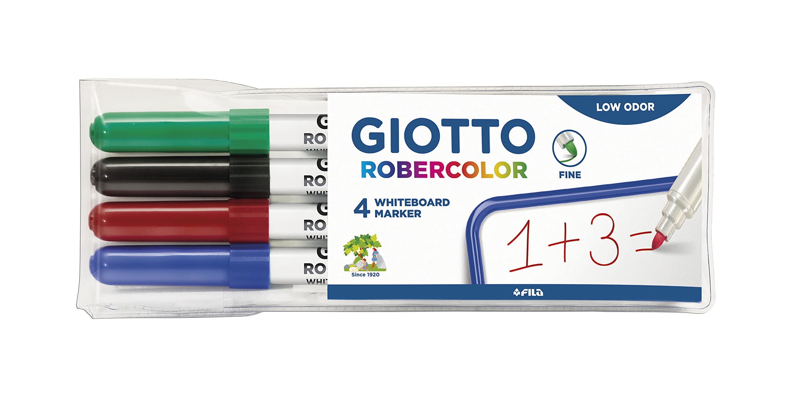 giotto-robercolor-pochette-4-feutres-tableau-blanc-pointe-ogive-maxi-assortis image 5