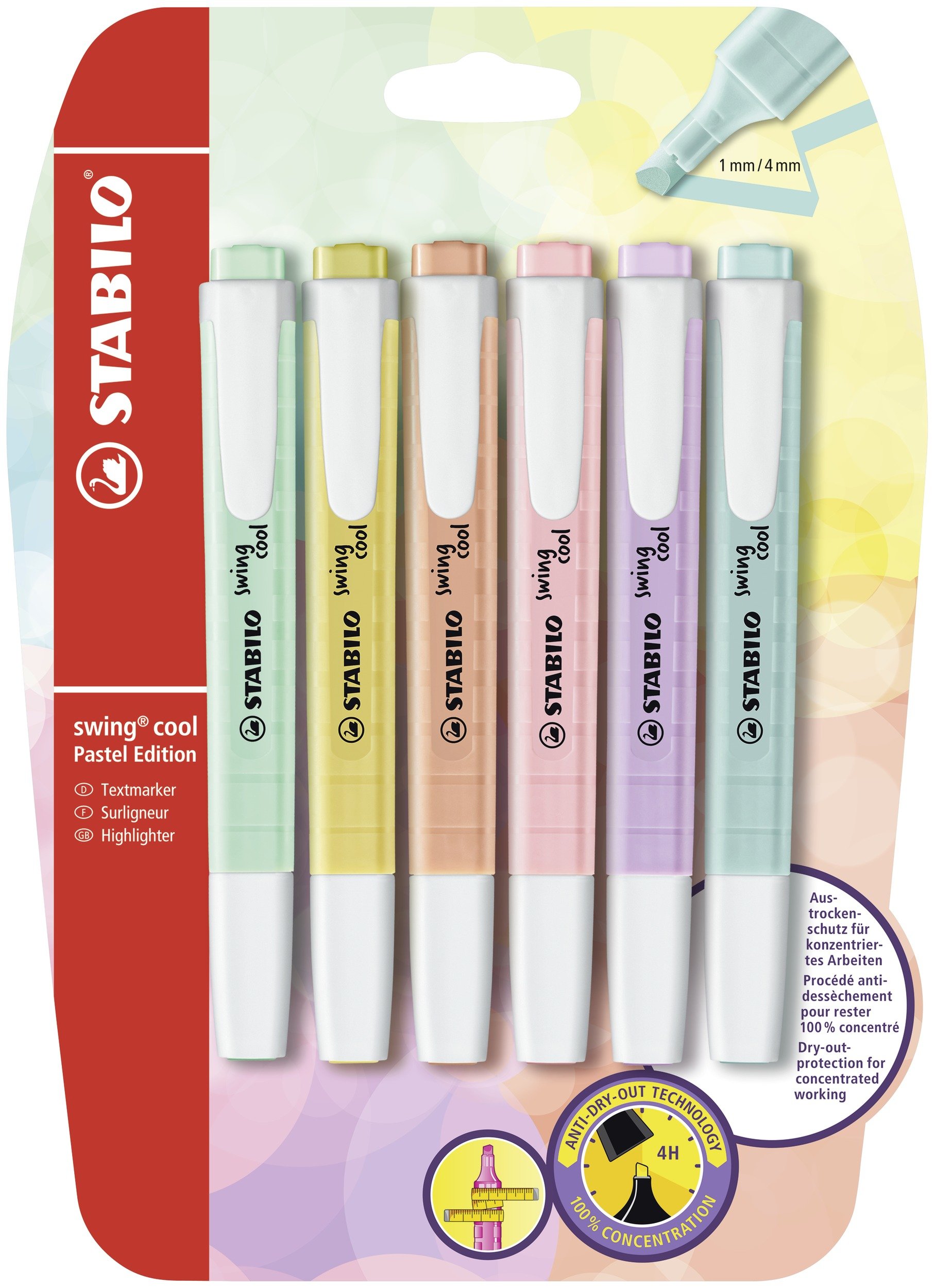 stabilo-swing-cool-pastel-blister-de-6-surligneurs-pastel-coloris-assortis-forma image 1