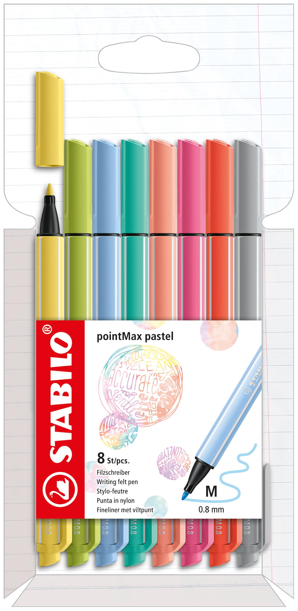 stabilo-pointmax-tui-carton-8-feutres-d-criture-0-8-mm-pastel image 1