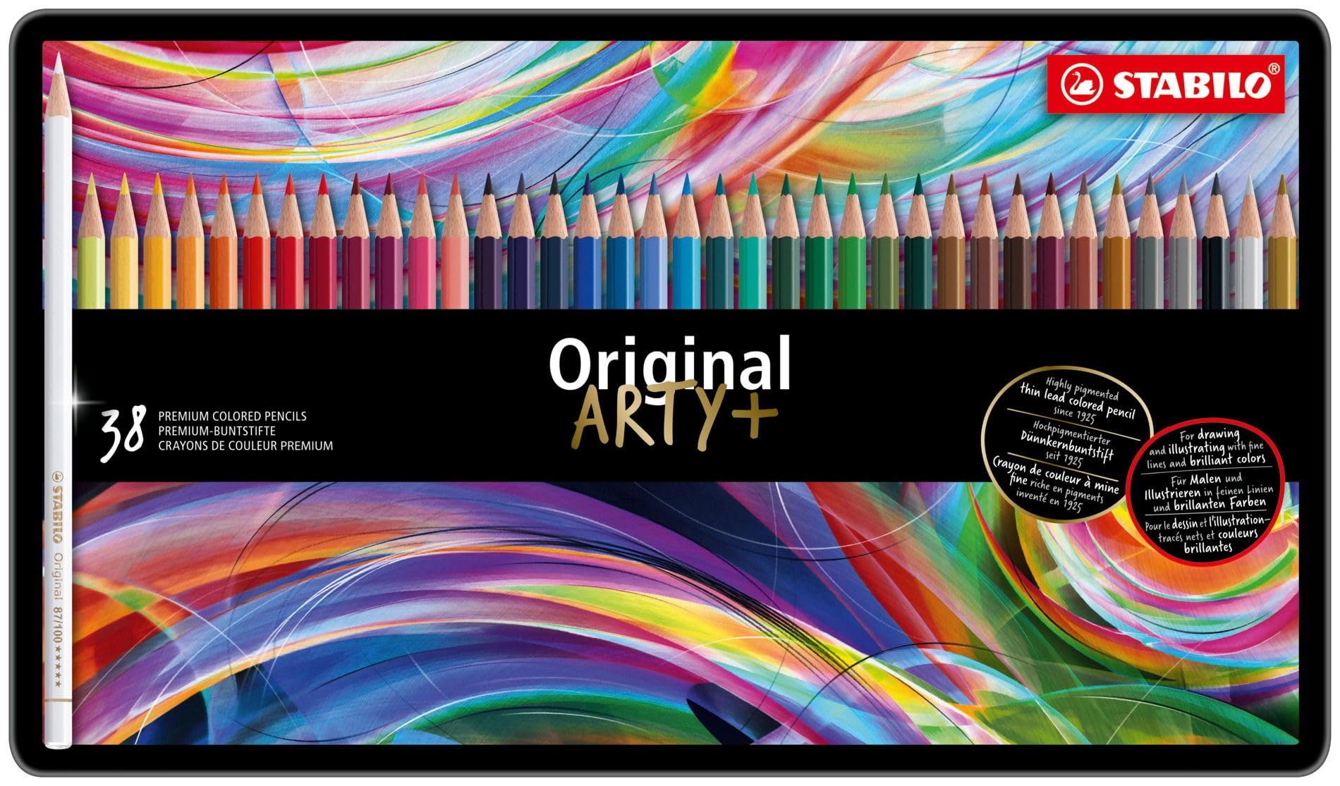 stabilo-original-arty-crayon-de-couleur-mine-fine-bo-te-m-tal-x-38 image 2