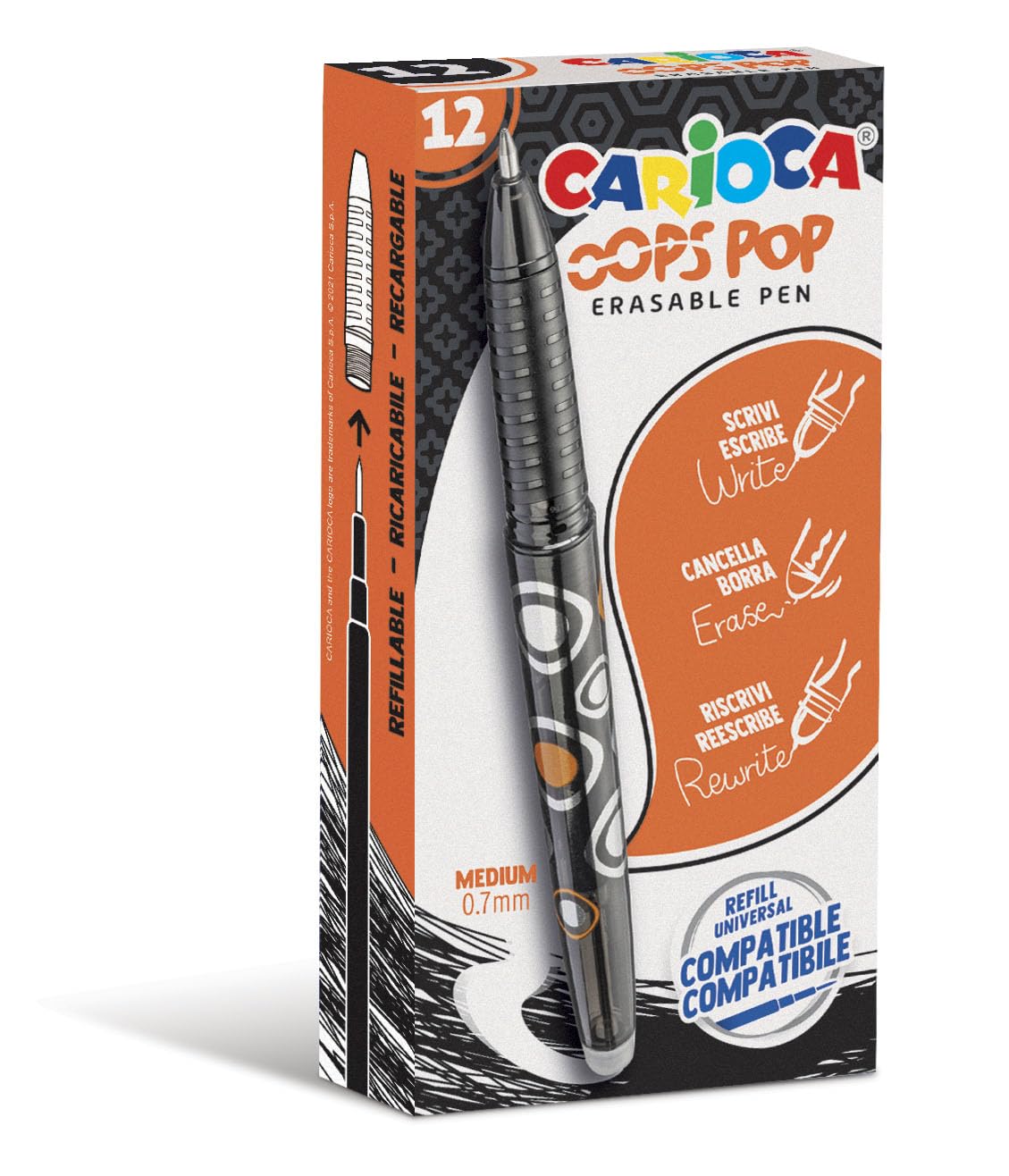 carioca-oops-pop-roller-gel-effa-able-medium-bo-te-x12-noir image 2