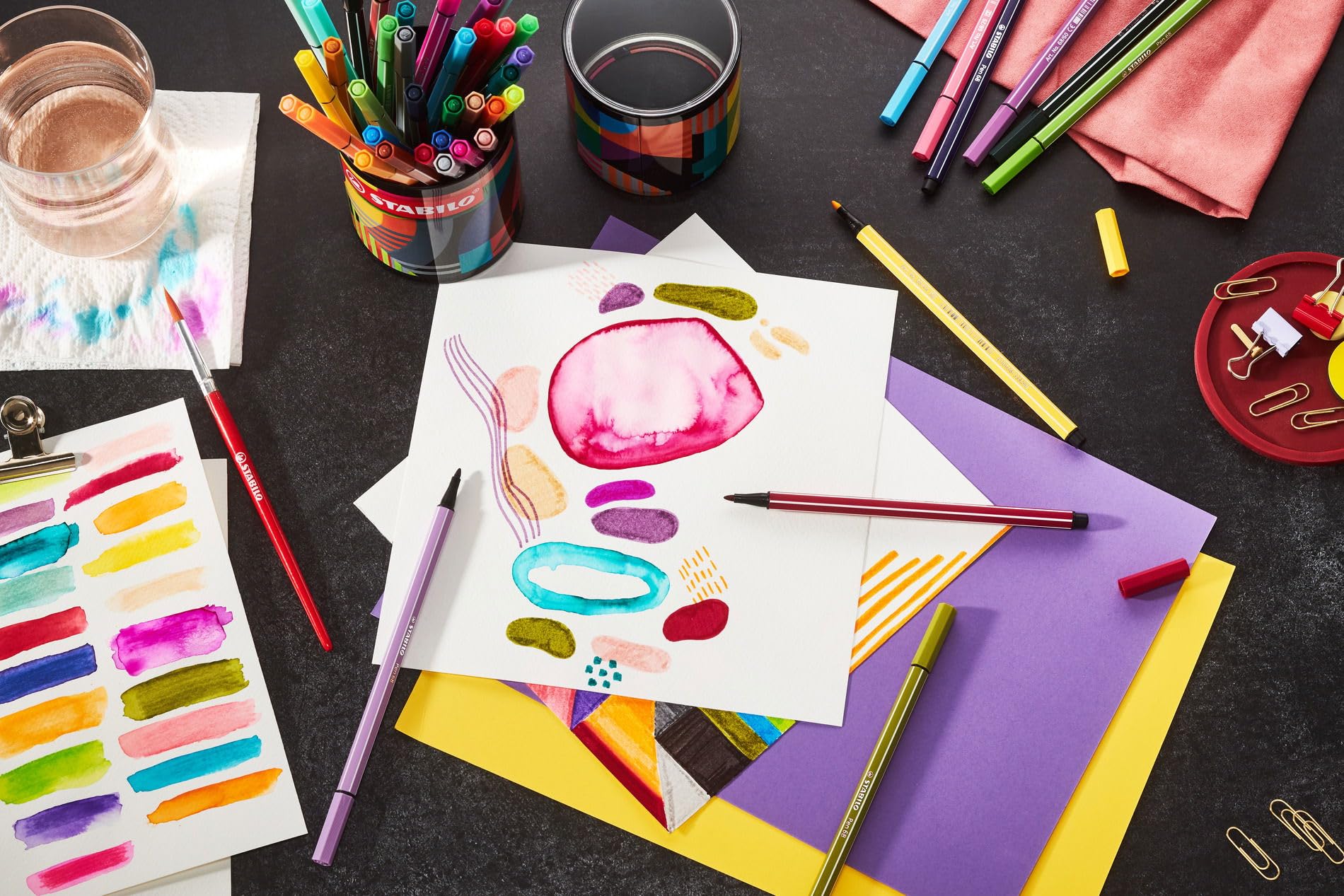 stabilo-pen-68-arty-bo-te-m-tal-ronde-45-feutres-coloriage-pointe-moyenne image 8