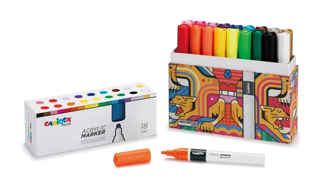 carioca-plus-marqueur-acrylique-bo-te-premium-18-feutres-2-mm image 1