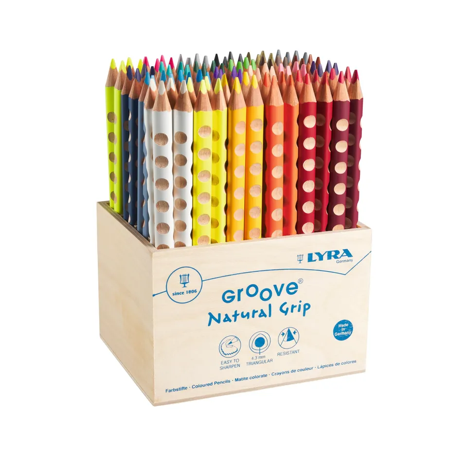 lyra-groove-pr-sentoir-bois-96-crayons-de-couleur-ergonomiques image 1