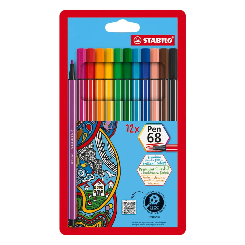 stabilo-pen-68-feutres-de-coloriage-pointe-moyenne-tui-carton-x-12-coloris-class image 1