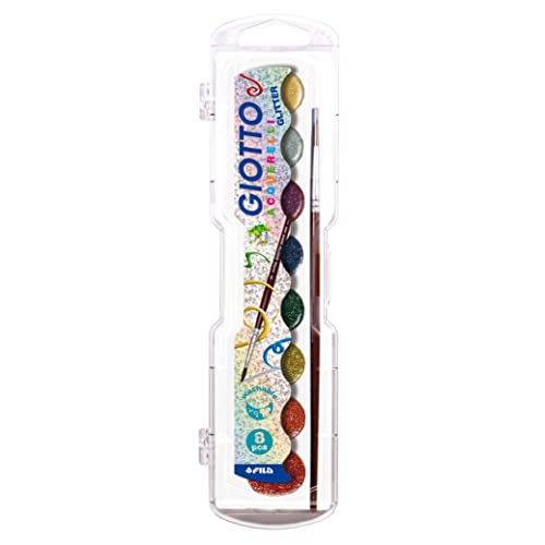 giotto-acquerelli-glitter-gouache-pastilles-bo-te-8-couleurs-paillet-es-pinceau image 3