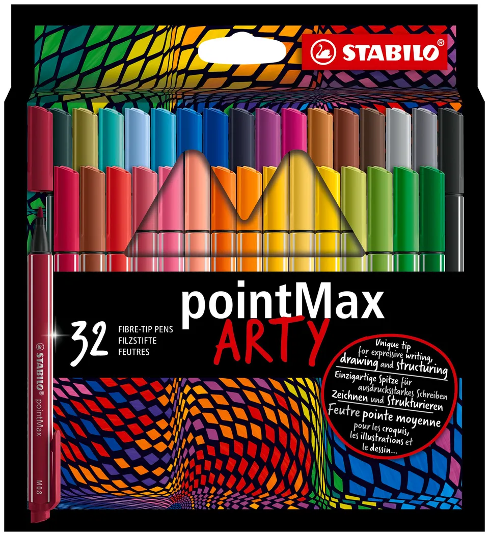 stabilo-pointmax-arty-etui-carton-de-32-feutres-pointe-moyenne-trac-0-8-mm image 1