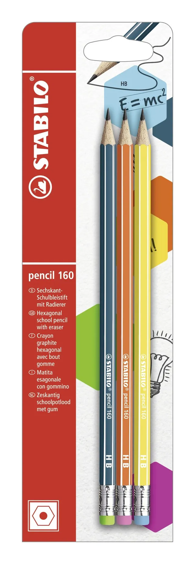 stabilo-pencil-160-crayon-graphite-hb-avec-bout-gomme-blister-de-3-bleu-ardoise- image 1