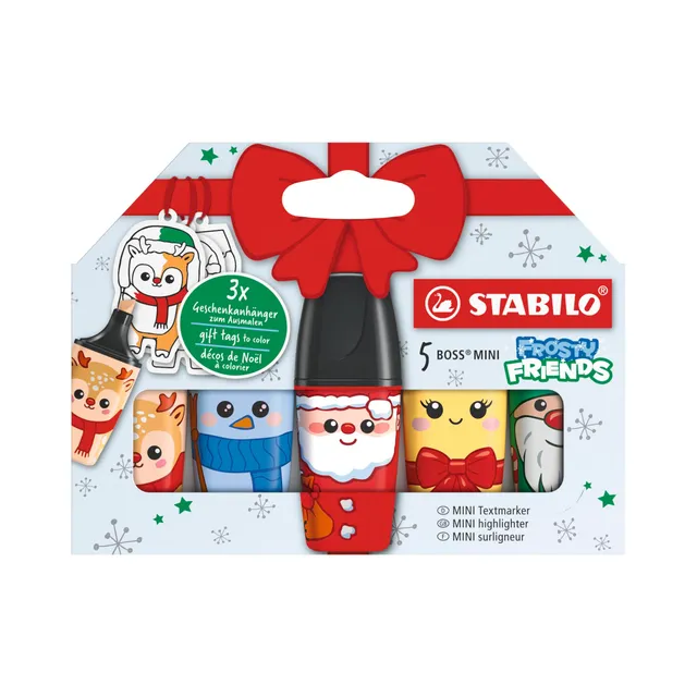 stabilo-boss-mini-frosty-friends-surligneur-mini-x5-no-l-3-tiquettes-cadeaux-col image 1