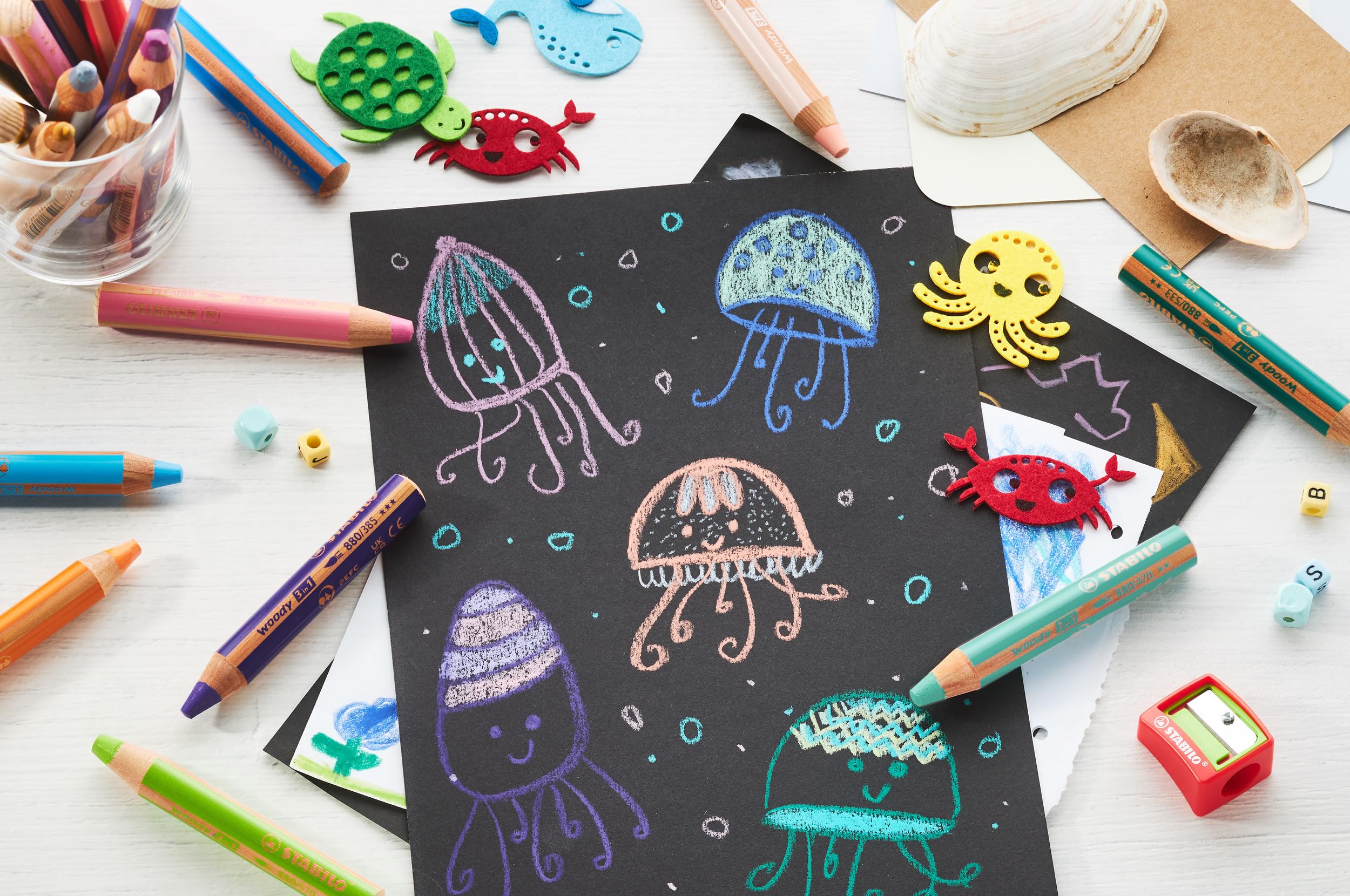 stabilo-woody-3-in-1-tui-x-6-crayons-d-coration-vitres-taille-crayon-5-pochoirs image 5