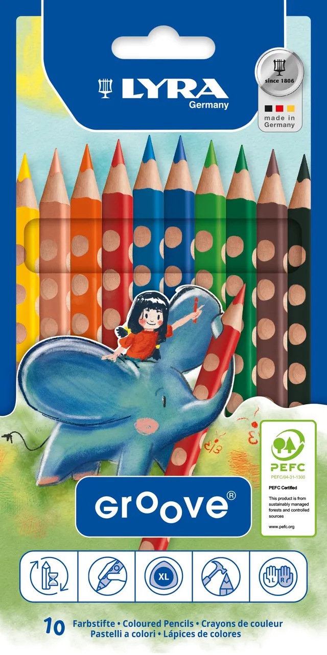 lyra-groove-crayons-de-couleur-ergonomiques-etui-10-couleurs image 1