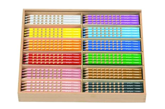 lyra-groove-crayons-de-couleur-triangulaires-12-couleurs-bo-te-bois image 1