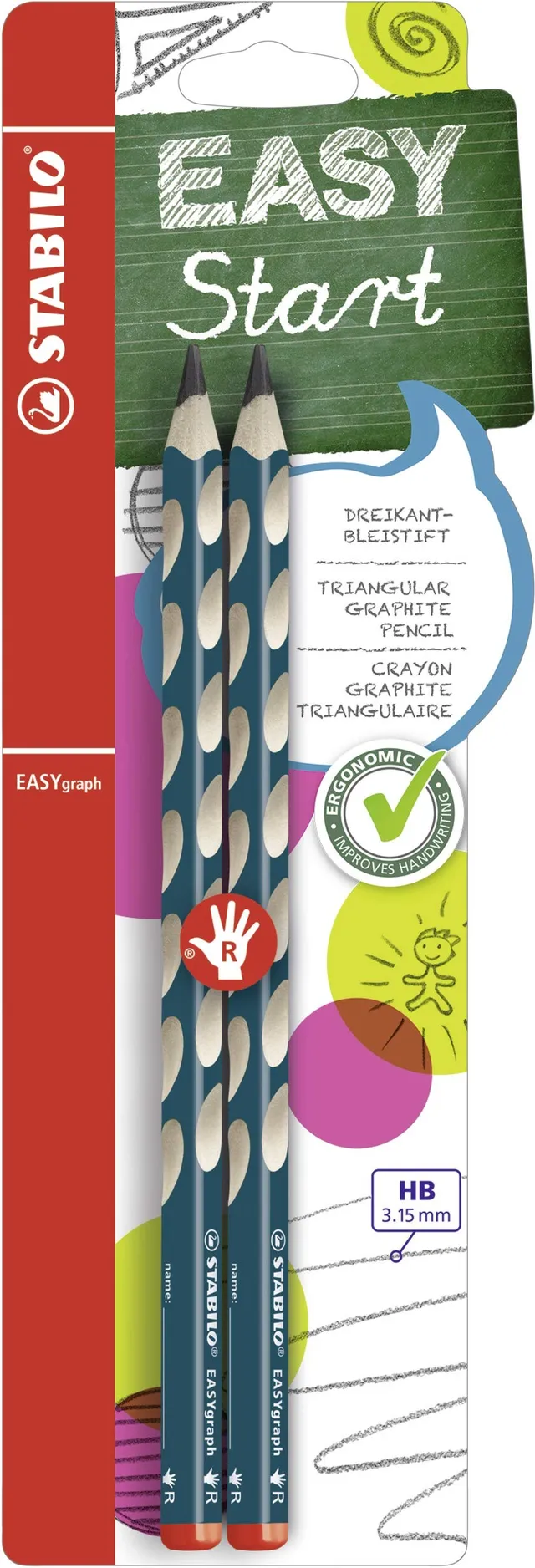 stabilo-easygraph-crayon-graphite-ergonomique-hb-droitier-bleu-ardoise-x2 image 1