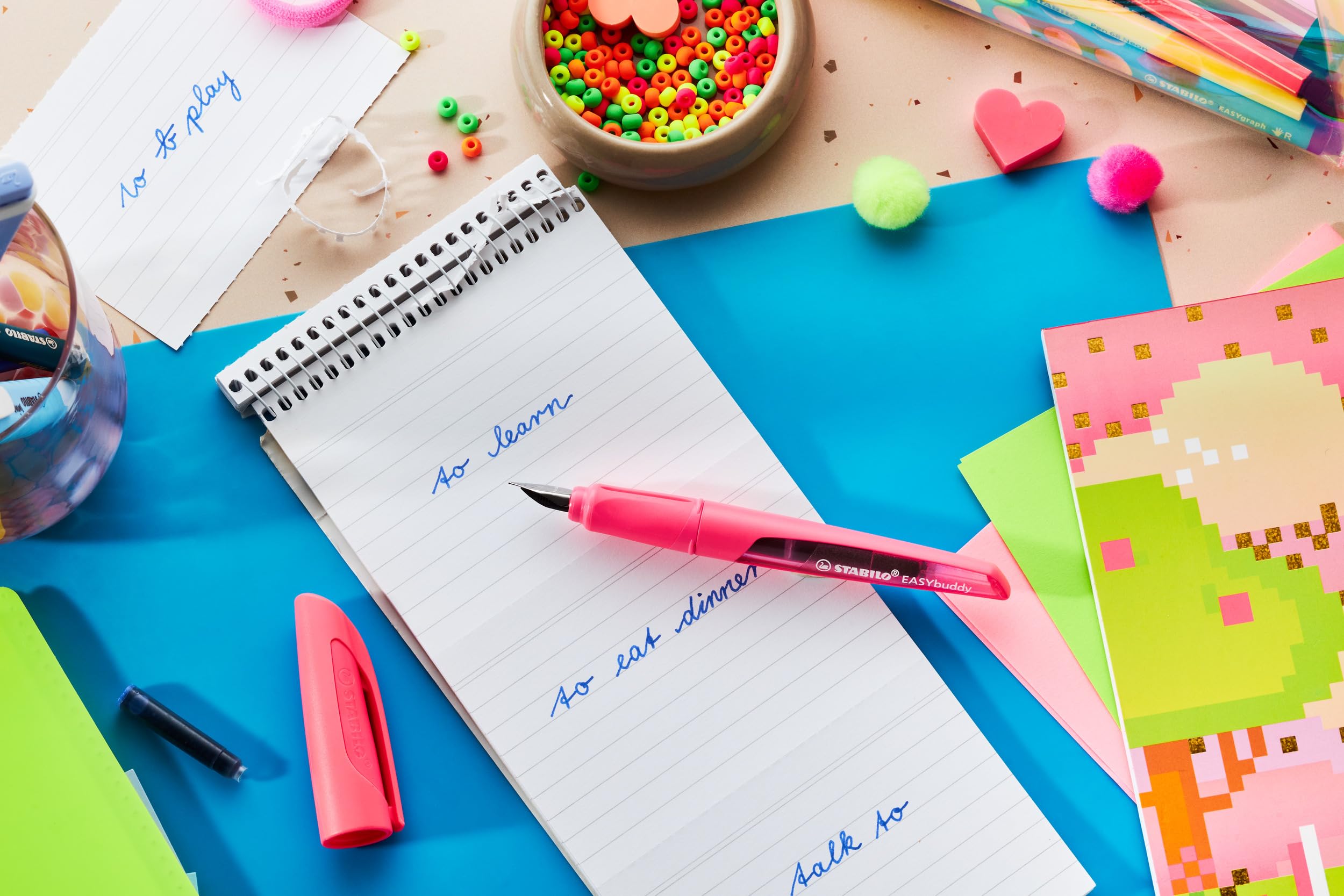 stabilo-easybuddy-neon-rose-fluo-stylo-plume-ergonomique-plume-l-gaucher-cartouc image 8