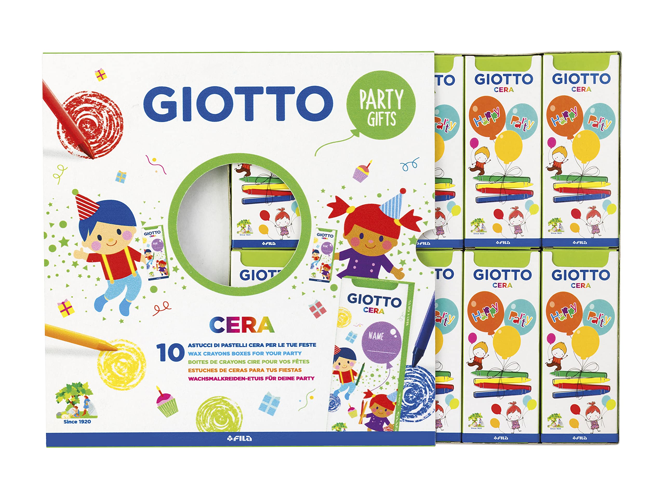 giotto-cera-party-gift-lot-10-bo-tes-de-4-crayons-cire-assortis image 1