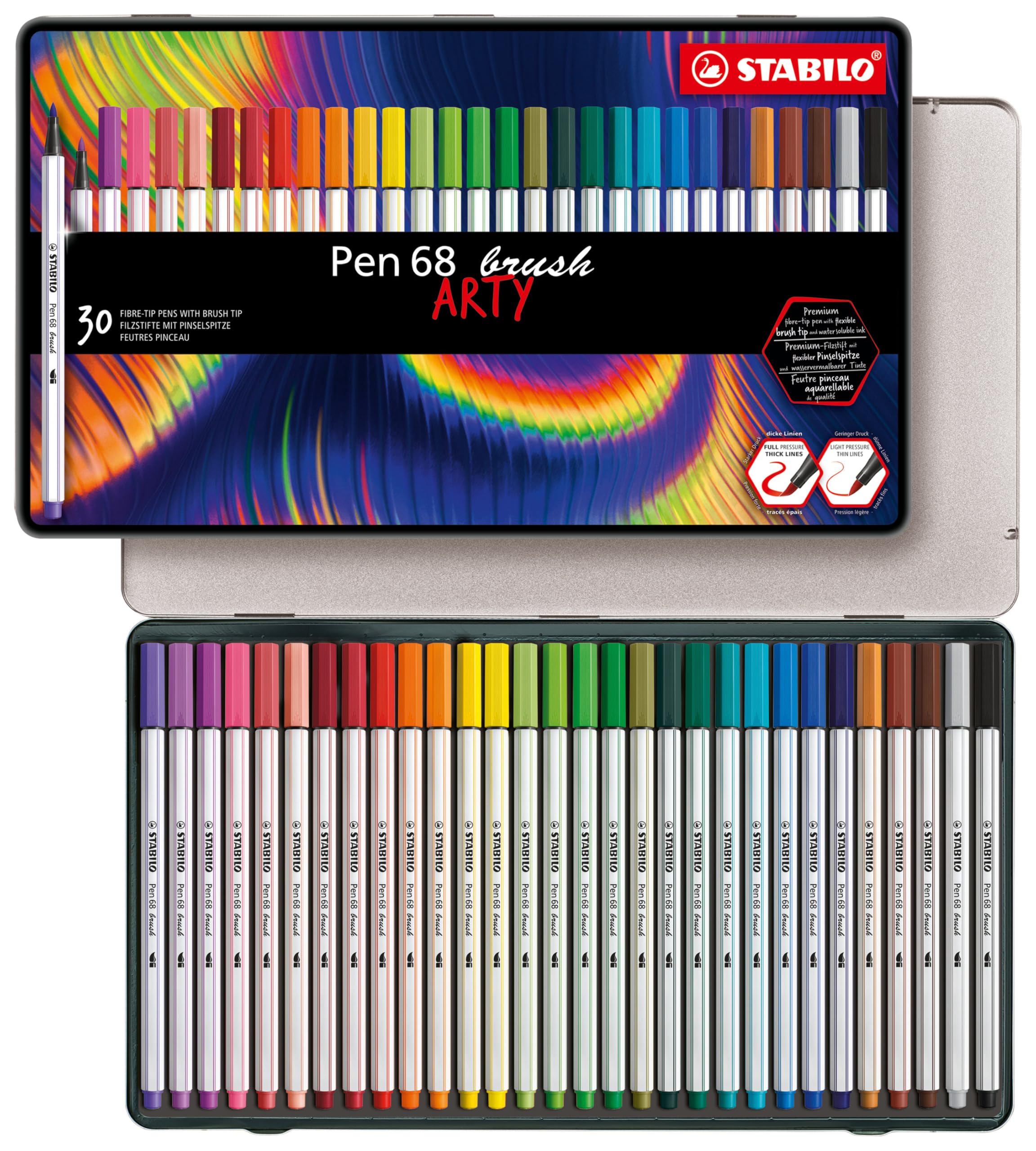 stabilo-pen-68-brush-arty-bo-te-m-tal-30-feutres-pinceau-aquarellables image 1