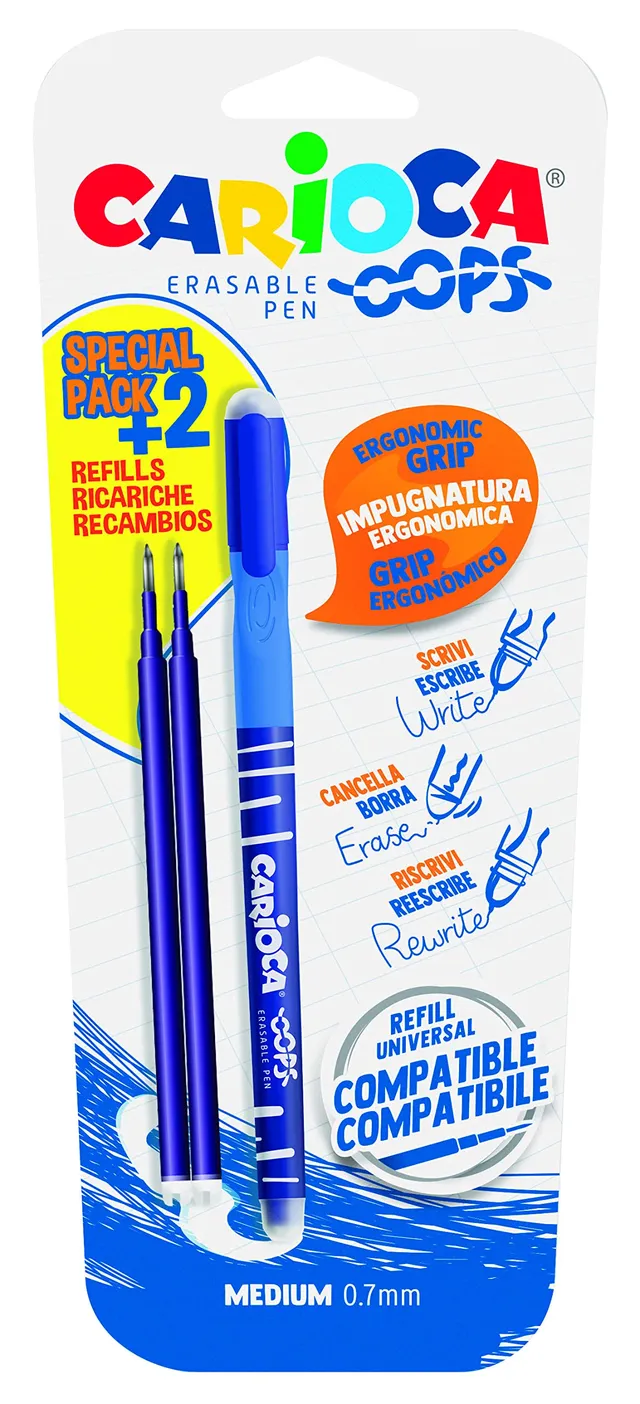 carioca-oops-stylo-effa-able-bleu-blister-1-stylo-2-recharges image 1