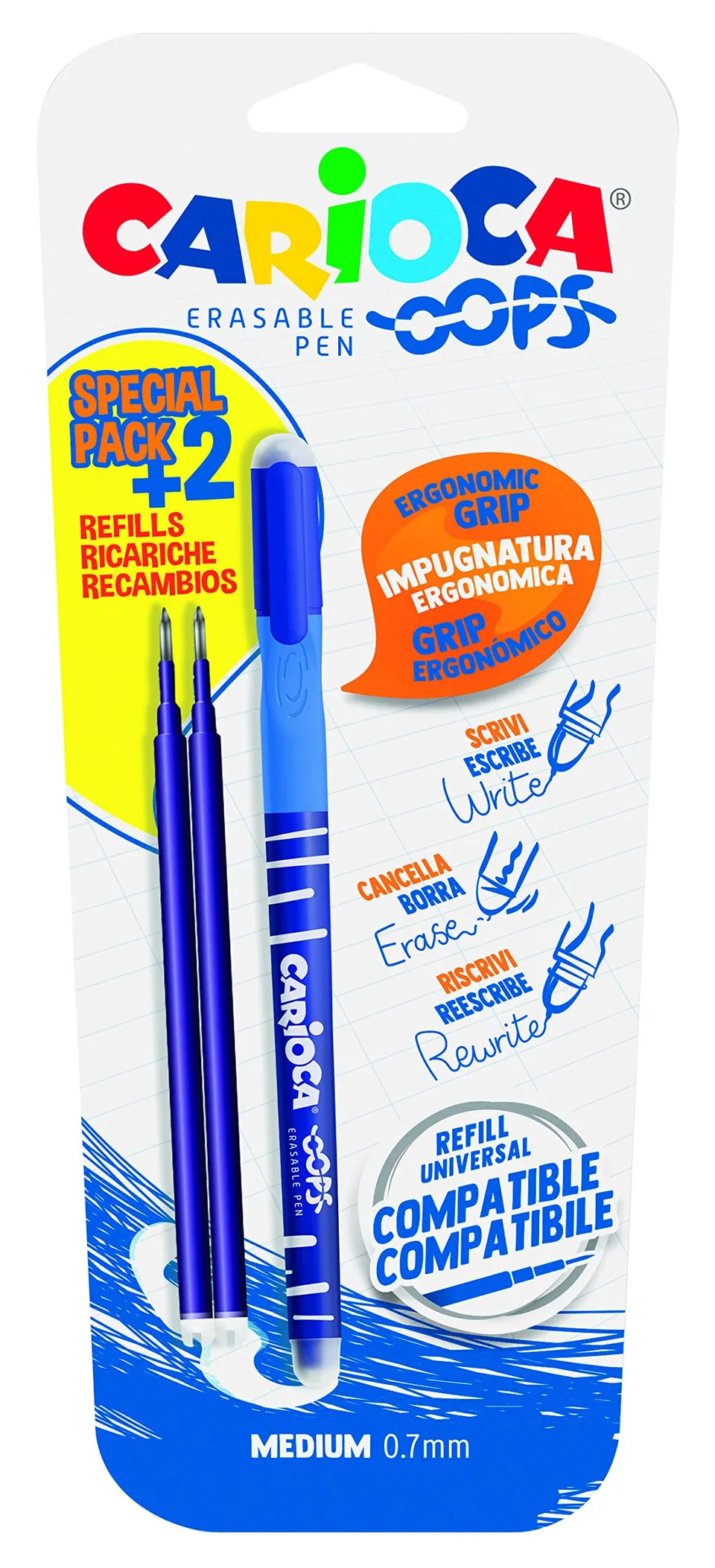 carioca-oops-stylo-effa-able-bleu-blister-1-stylo-2-recharges image 1