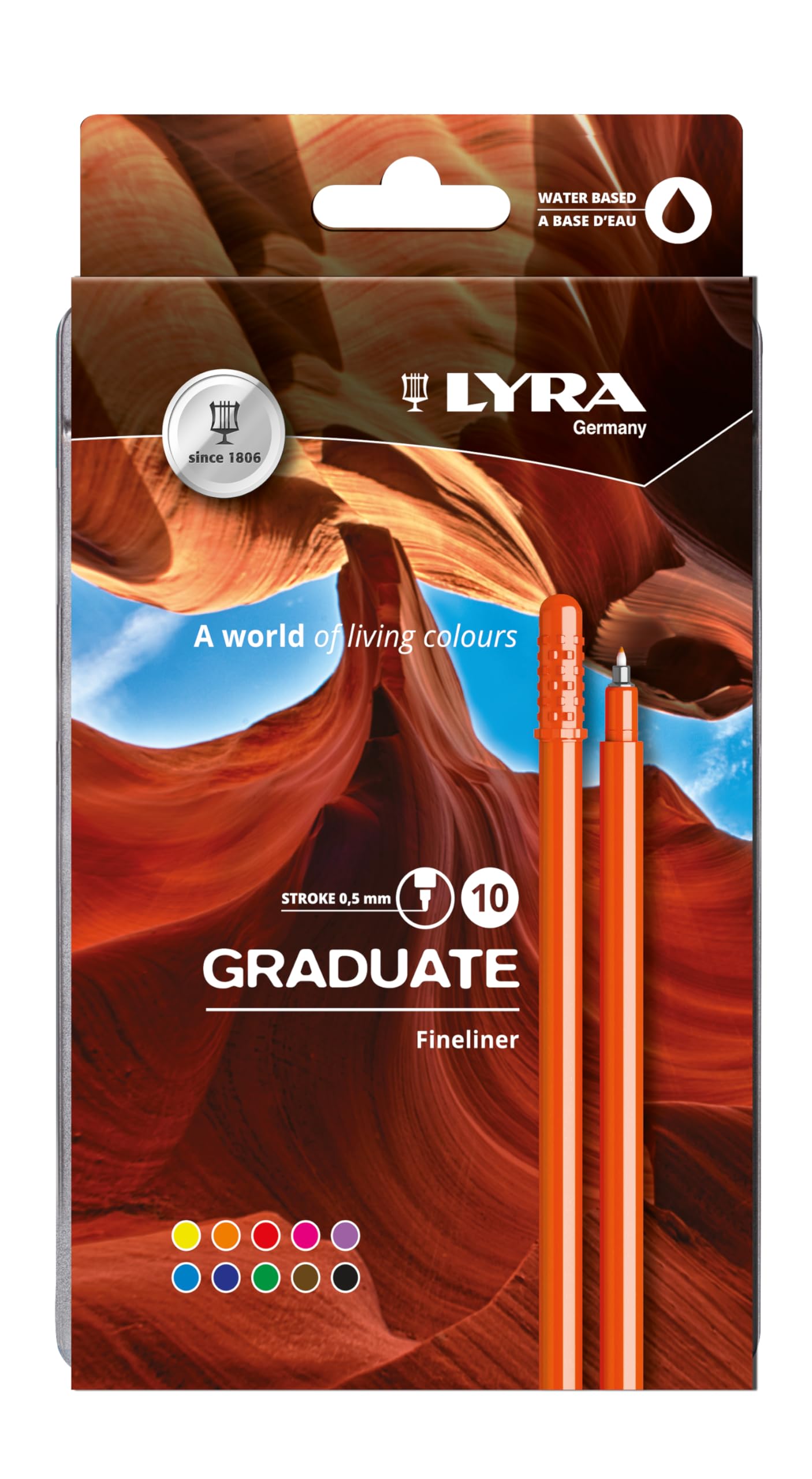 lyra-graduate-fineliner-bo-te-m-tal-20-feutres-fins-0-5-mm-encre-base-d-eau image 2