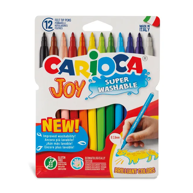 carioca-joy-lot-de-12-feutres-pointe-2-6-mm-couleurs-assorties image 1