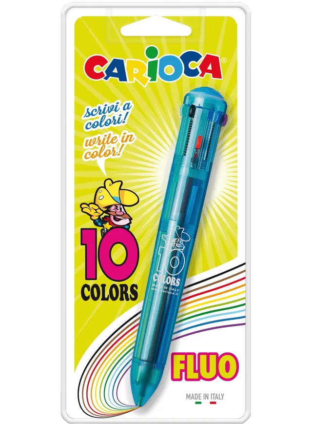 carioca-maxi-fluo-stylo-bille-r-tractable-multicouleurs-avec-clip image 1