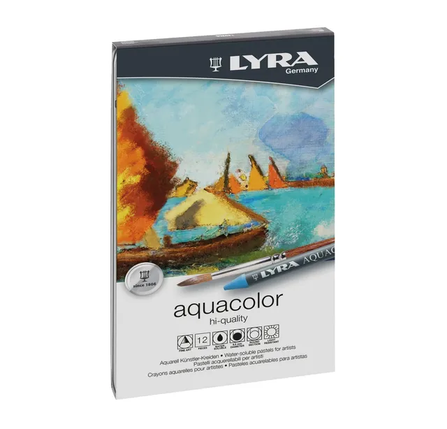 lyra-aquacolor-bo-te-m-tal-12-crayons-pastels-aquarellables image 1