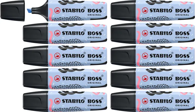 stabilo-boss-original-by-ju-schnee-lot-x-10-surligneurs-nuage-de-bleu image 1