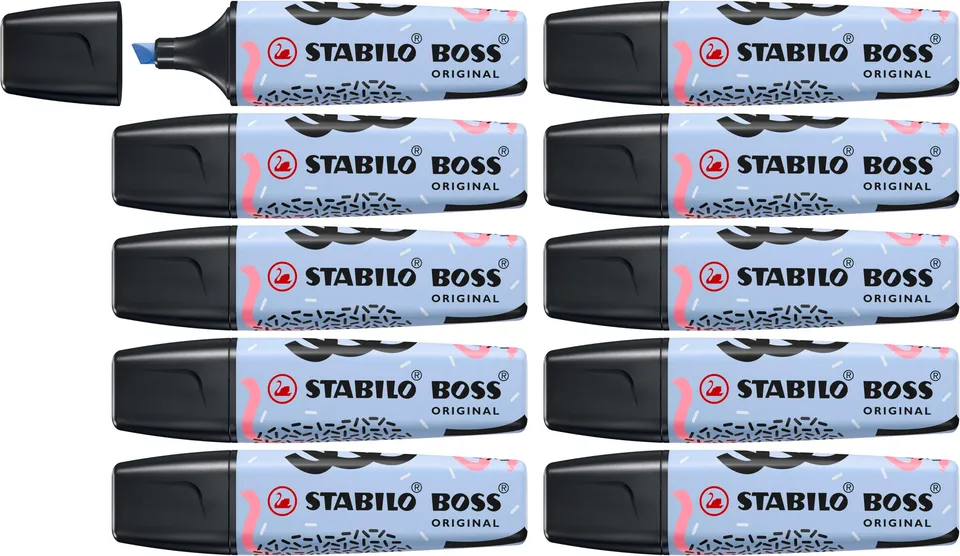 stabilo-boss-original-by-ju-schnee-lot-x-10-surligneurs-nuage-de-bleu image 1