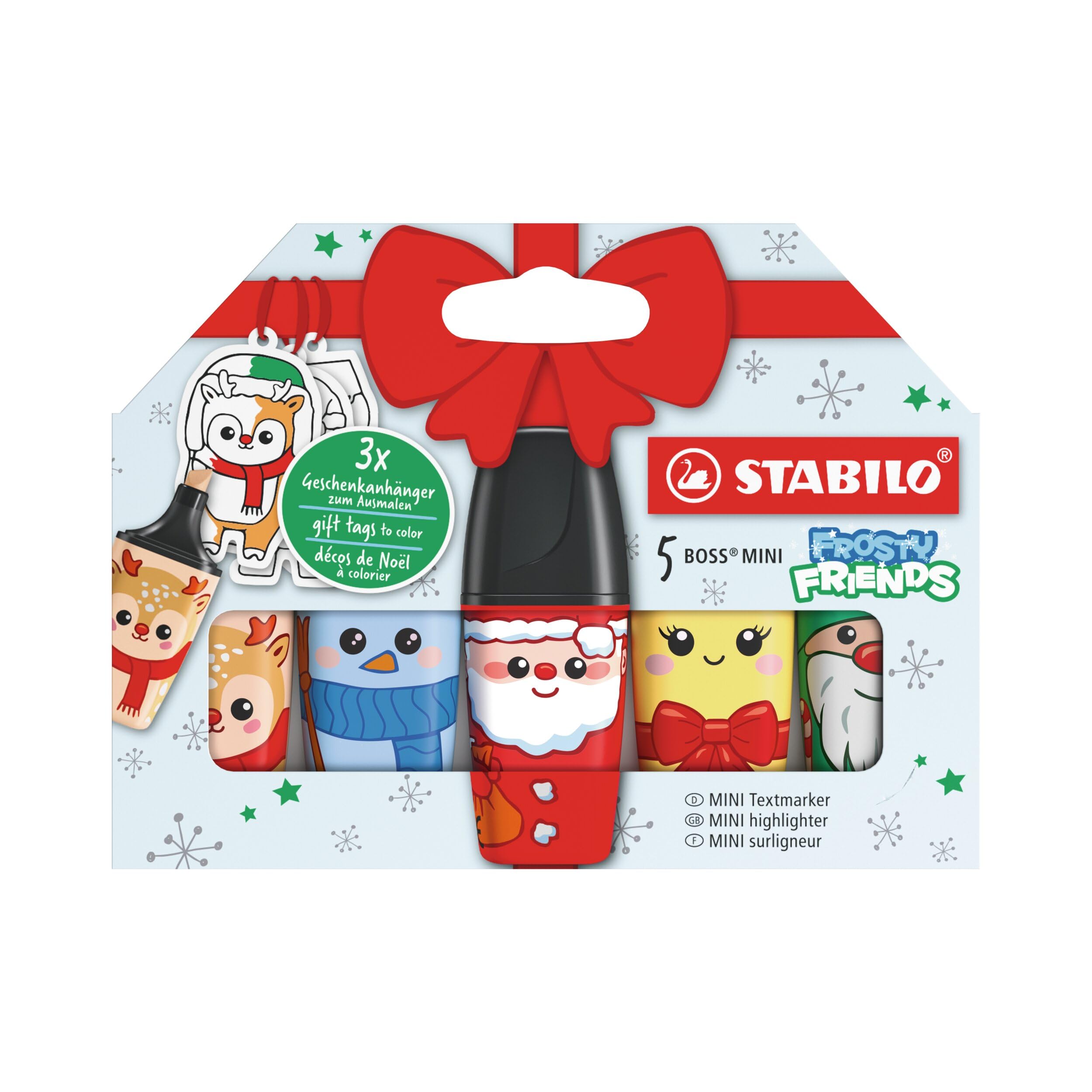 stabilo-boss-mini-frosty-friends-surligneur-mini-x5-no-l-3-tiquettes-cadeaux-col image 1