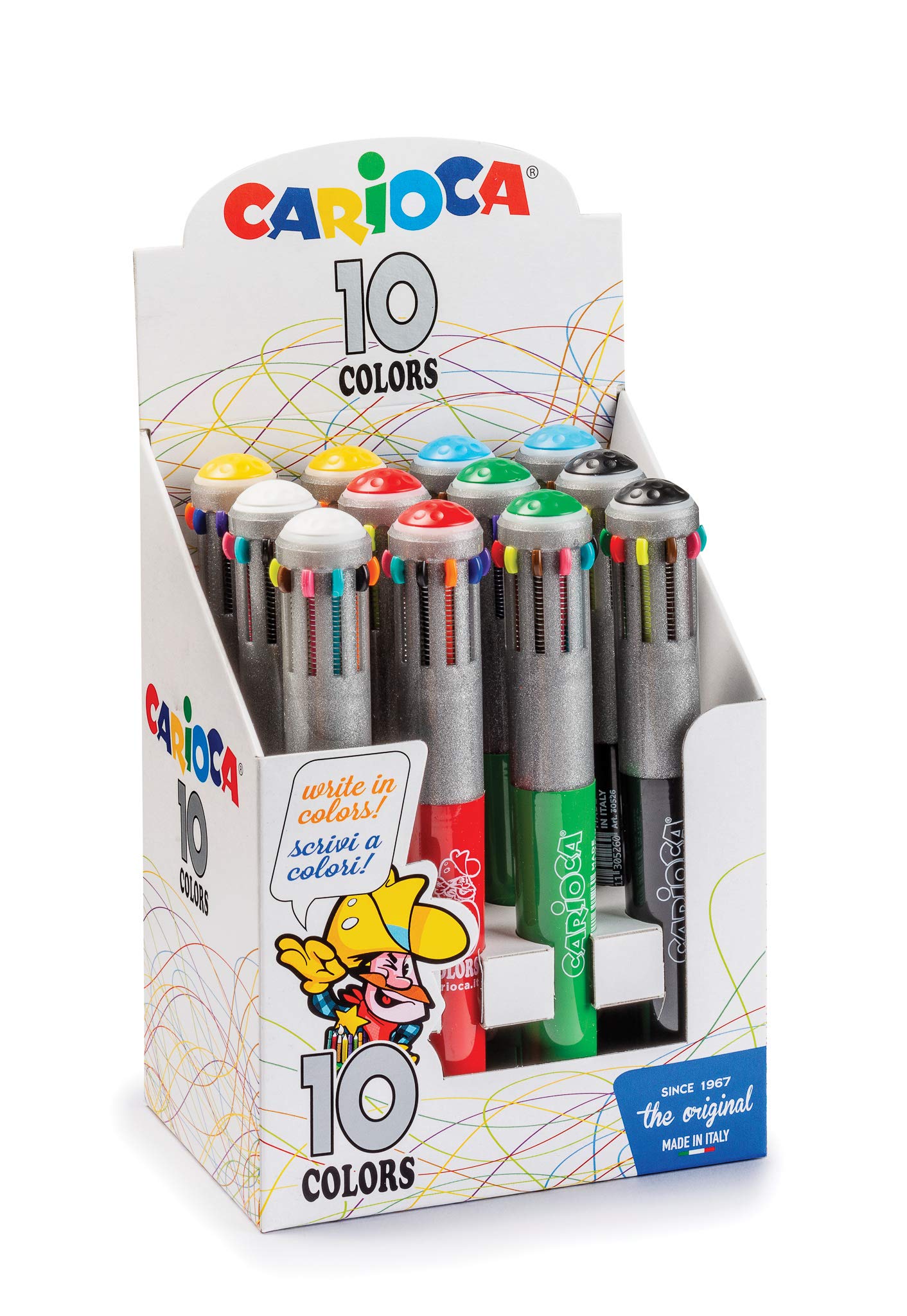 carioca-supercolor-lot-de-12-stylos-bille-10-couleurs-pointe-1-mm image 1