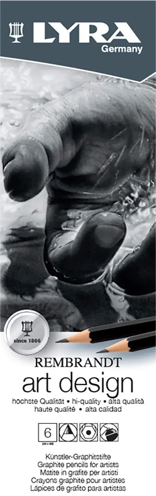 lyra-rembrandt-art-design-bo-te-m-tal-6-crayons-graphite-9b-2h image 1