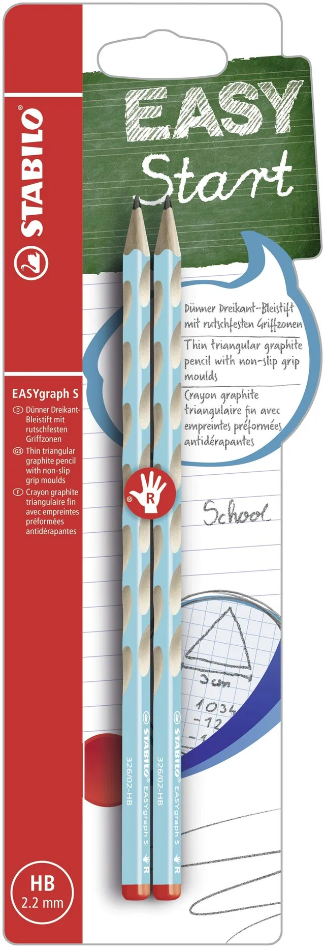 stabilo-easygraph-s-blister-de-2-crayons-graphite-ergonomiques-hb-bleu-pour-droi image 1