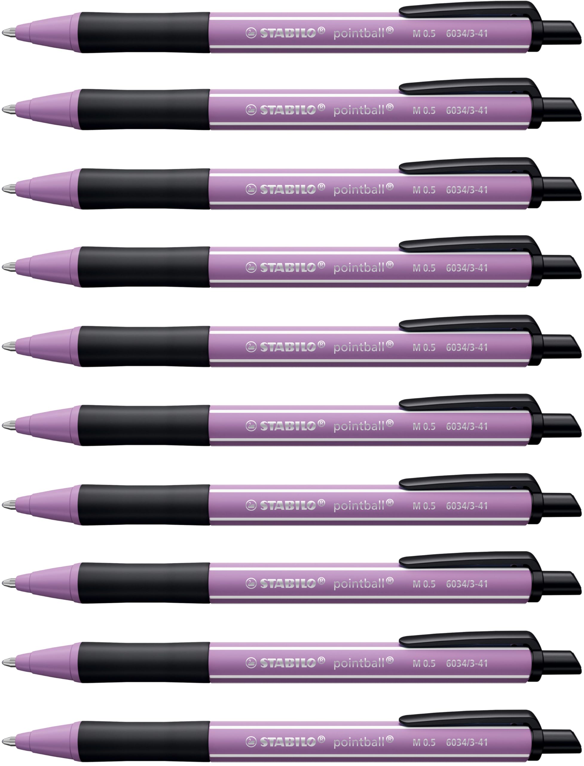 stabilo-pointball-wildflower-mauve-glycine-lot-10-stylos-bille-bleus-rechargeabl image 1