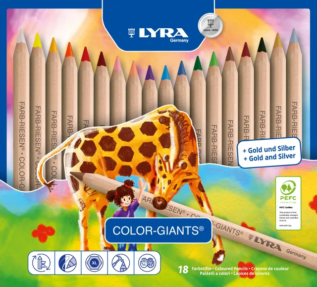 lyra-color-giants-lot-de-18-crayons-de-couleur-hexagonaux-mine-6-3-mm image 1