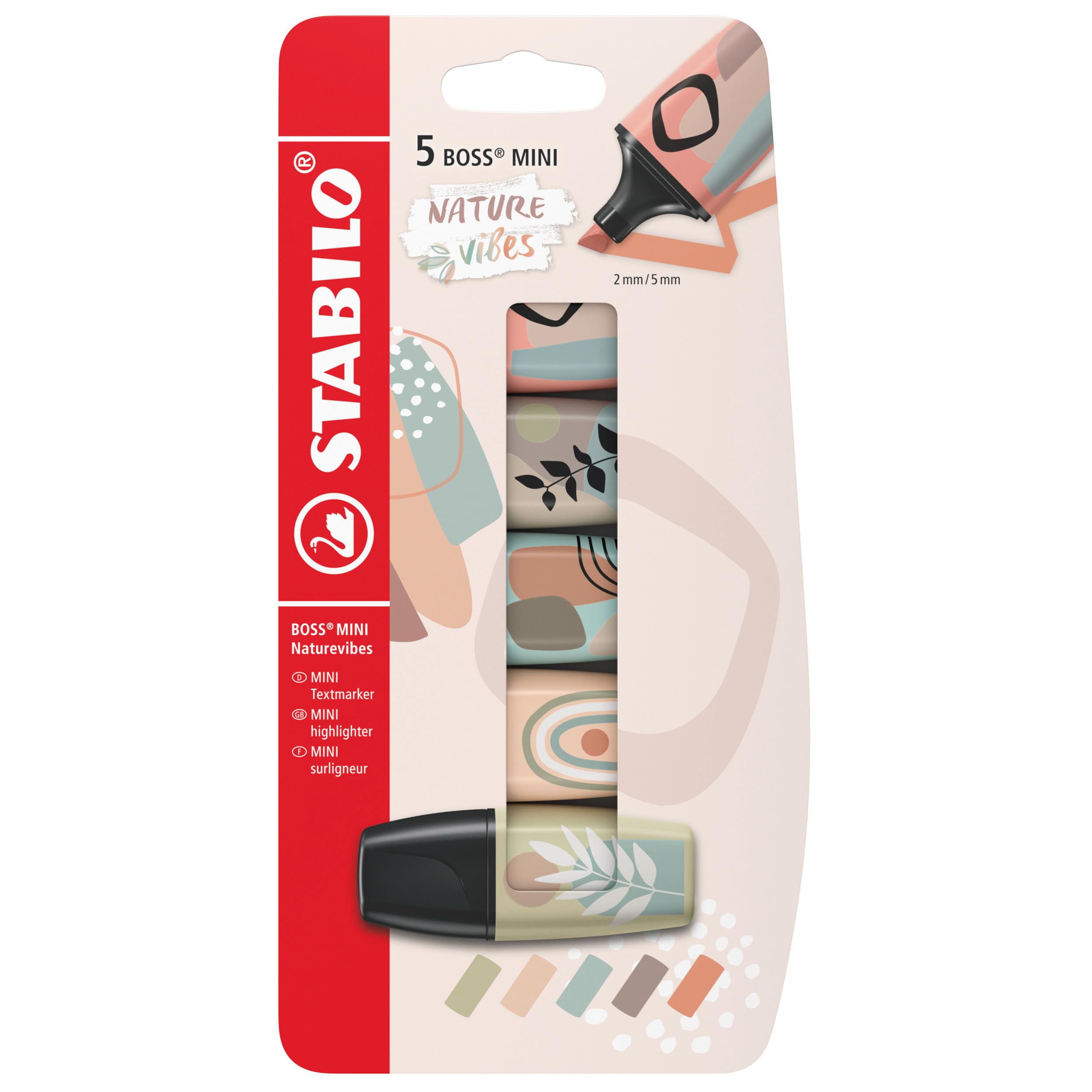 stabilo-boss-mini-naturevibes-mini-surligneur-blister-x-5-coloris-nature image 1