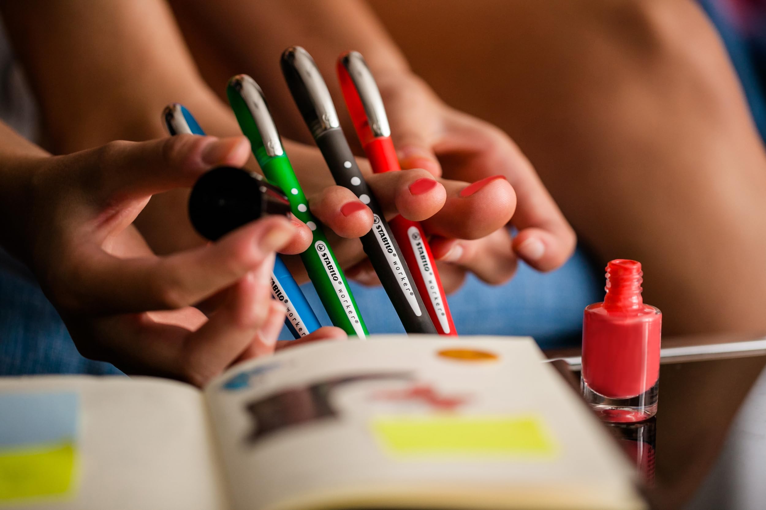 stabilo-worker-colorful-stylo-roller-lot-x-10-rouge-pointe-0-5-mm image 5