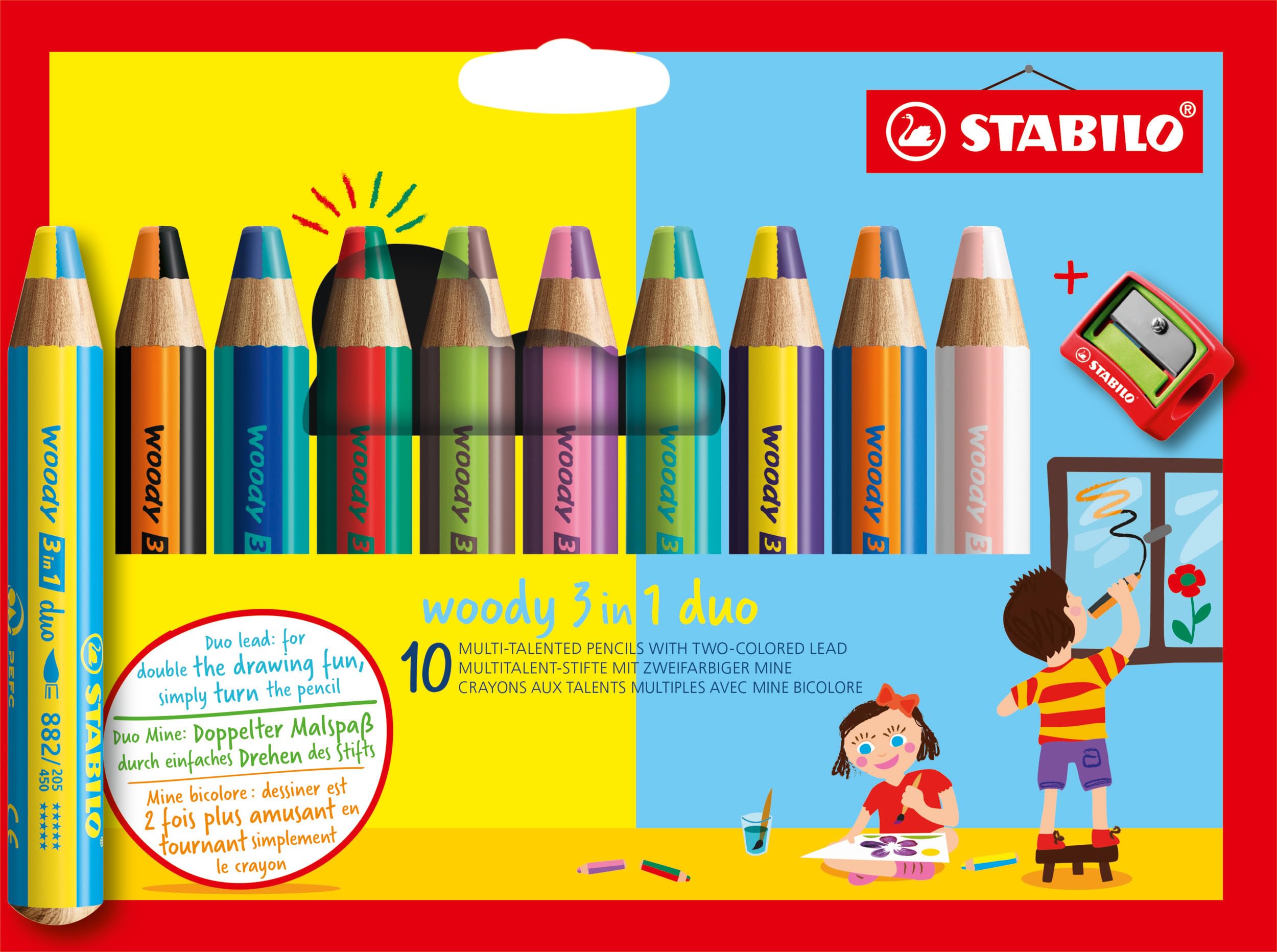 stabilo-woody-3in1-duo-tui-10-crayons-bicolores-taille-crayon image 1