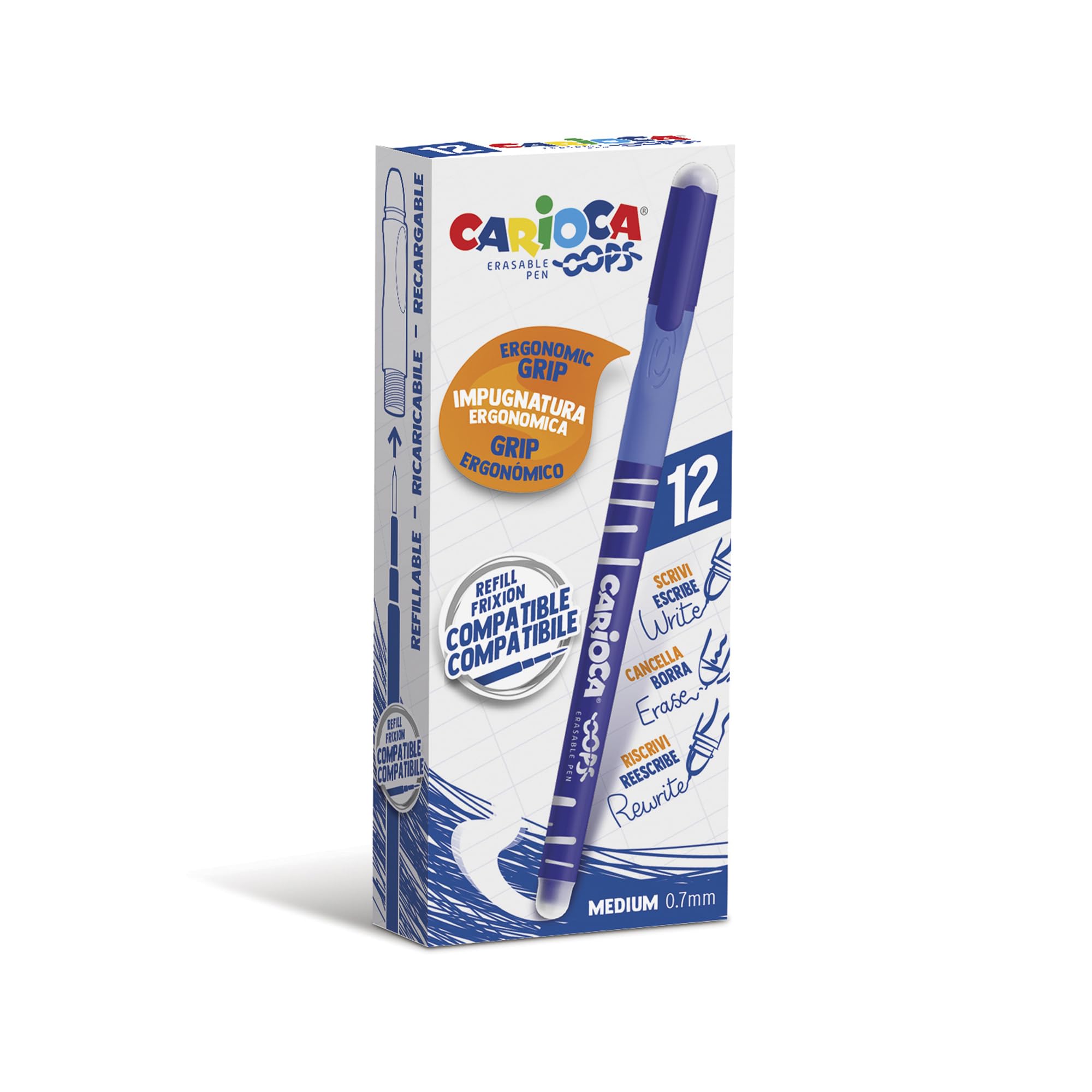 carioca-oops-bleu-stylo-effacable-0-7-mm-lot-de-12 image 1
